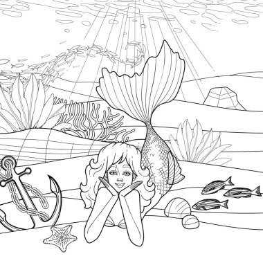 Okyanusun dibindeki grafiksel deniz kızı