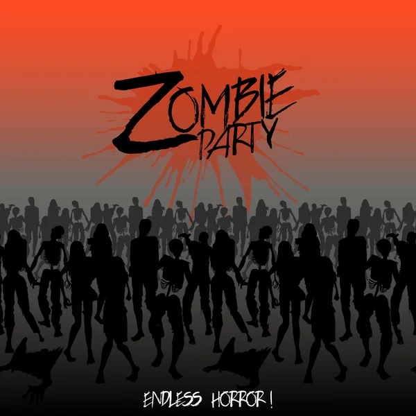Zombie silhouettes crowd walking forward — Stock Vector