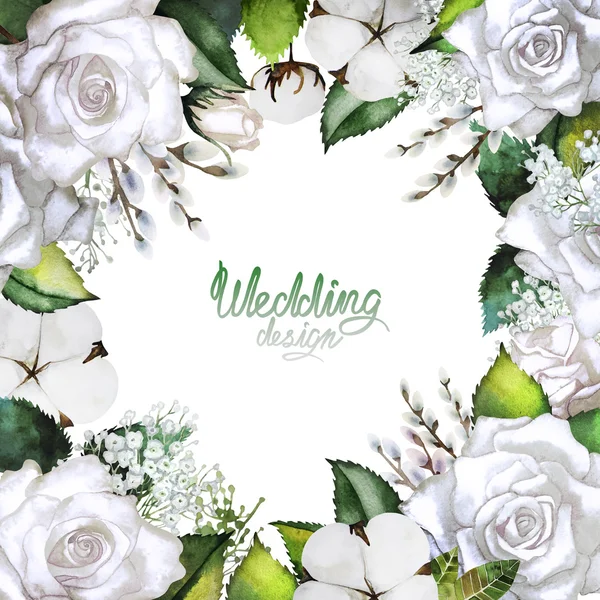Wedding card with white floral design. — Stock Photo, Image