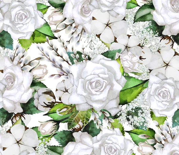 장미와 수채화 패턴 — 스톡 사진