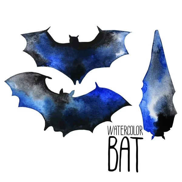 Watercolor bat silhouettes — Stock Vector