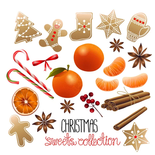 Grande coleção de doces de Natal — Vetor de Stock
