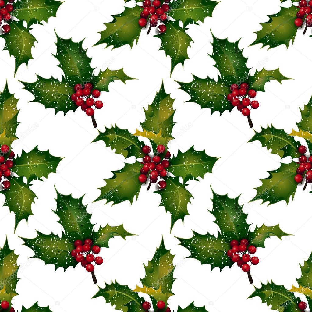 Vector holly - seamless pattern