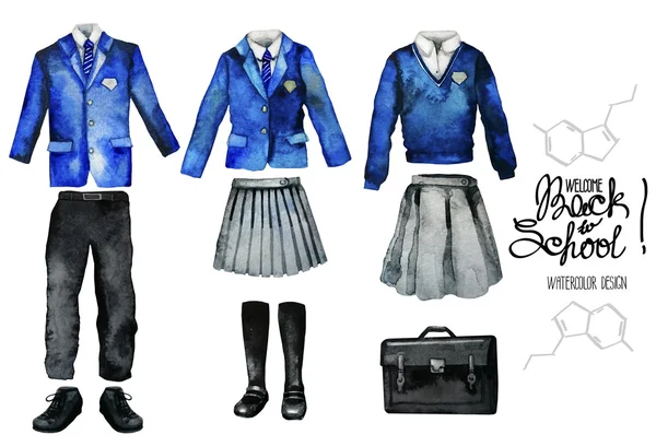 Akvarel školní uniforma — Stock fotografie