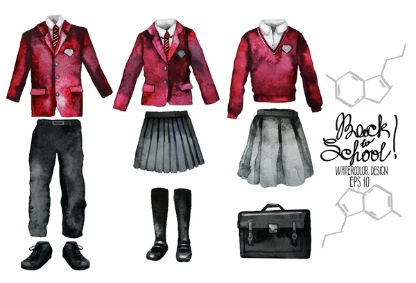 Uniforme scuola acquerello — Vettoriale Stock