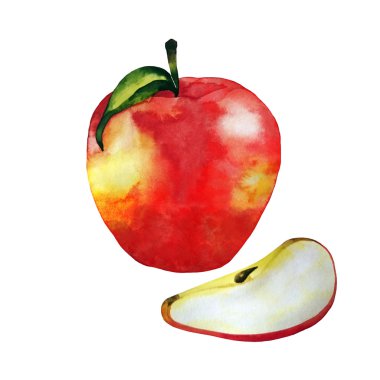 Suluboya apple üzerinde beyaz izole 