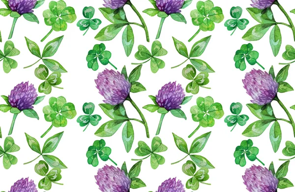 Akvarell clover seamless mönster — Stockfoto