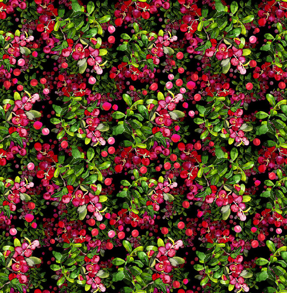 Watercolor cranberry seamless pattern