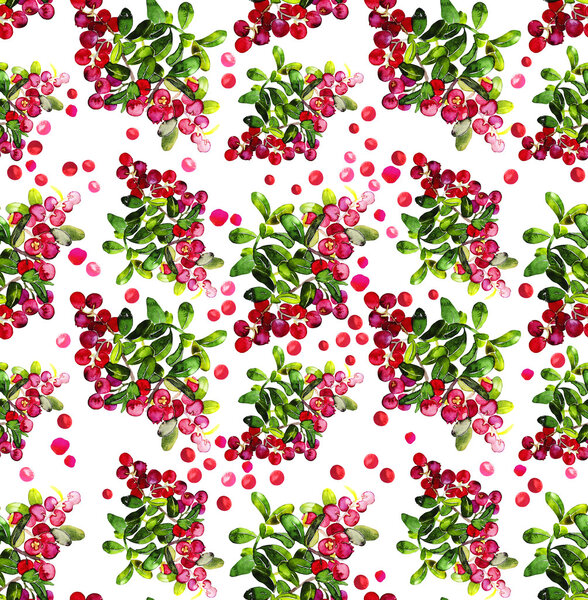 Watercolor cranberry seamless pattern