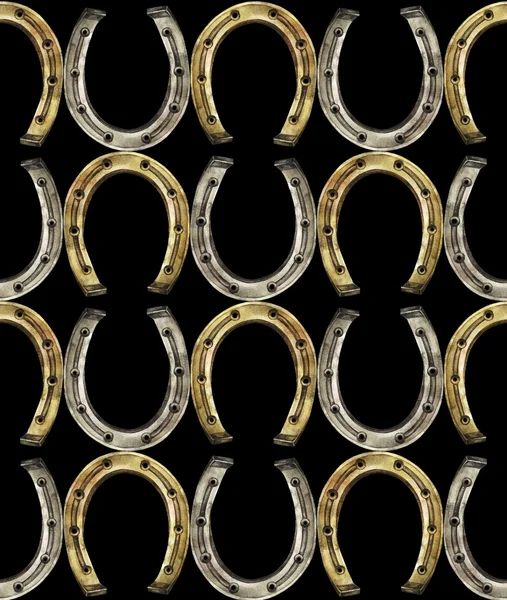 Horseshoes pattern in golden and silver colors — Stock Photo, Image