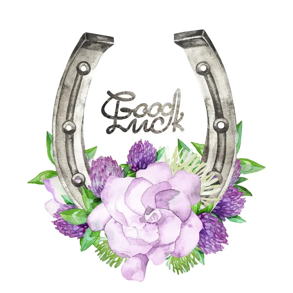 Akvarell patkót lila virágos design — Stock Fotó