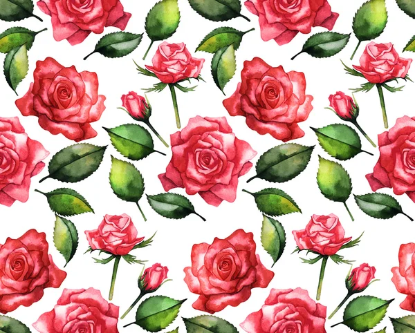 Acquerello modello di rose rosse — Foto Stock