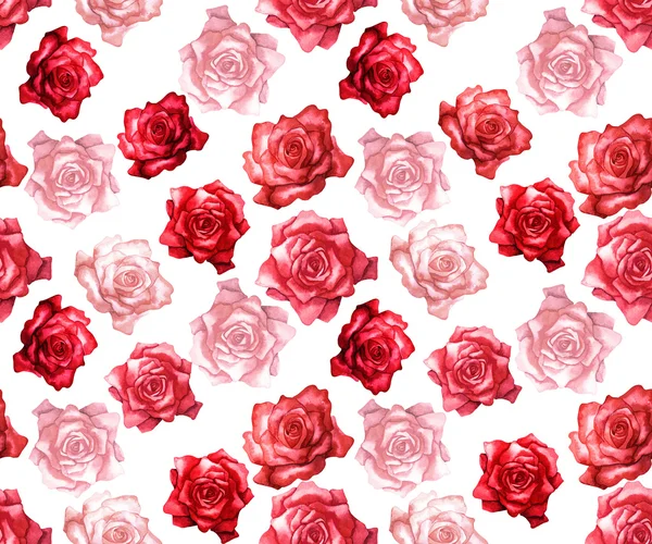 Watercolor red roses pattern — Stock Photo, Image