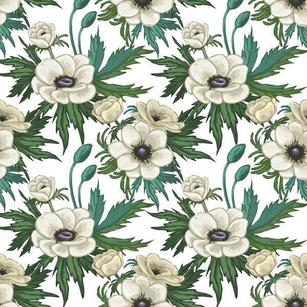 Anemone seamless pattern