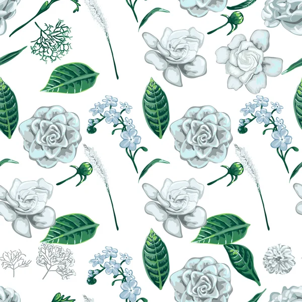 Vector bloemen naadloos patroon — Stockvector