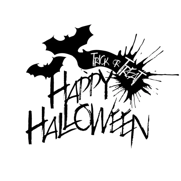 Halloween szöveg a repülő denevér sziluett — Stock Vector