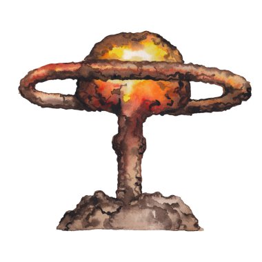 Watercolor  nuclear explosion clipart