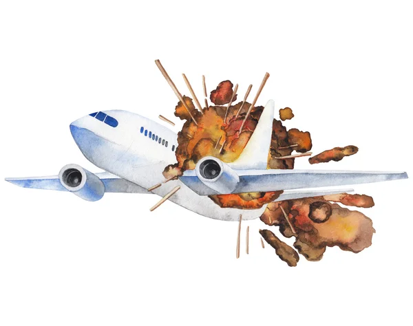 Uçak patlama suluboya çizimi — Stok fotoğraf