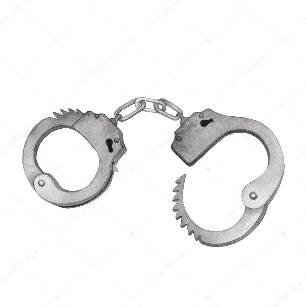 Watercolor metal handcuffs