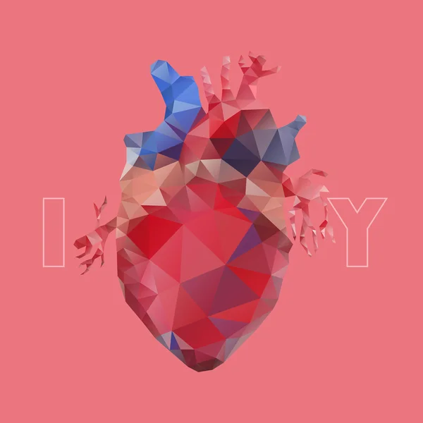 Coeur polygonal réaliste — Image vectorielle