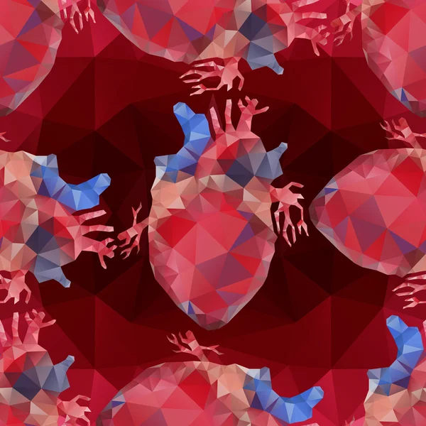 Gerçekçi poligonal kalp desen — Stok Vektör