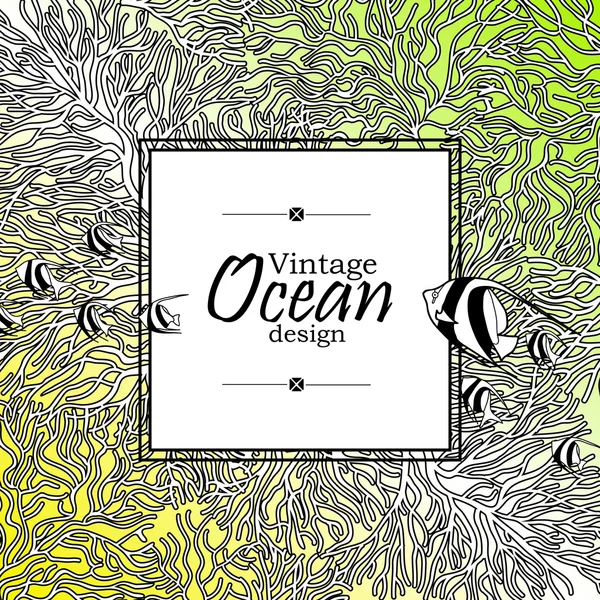 Ocean Line Art Design — Stockvektor