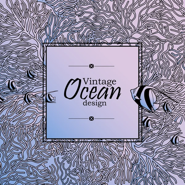 Ocean Line Art Design — Stockvektor