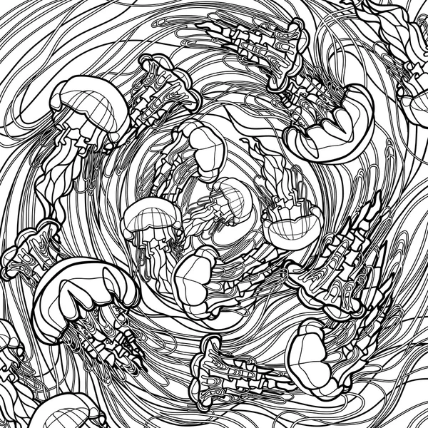 Jellyfish design in line art style Royalty Free Stock Vectors