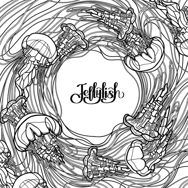 Jellyfish design in line art style Stock Illustration