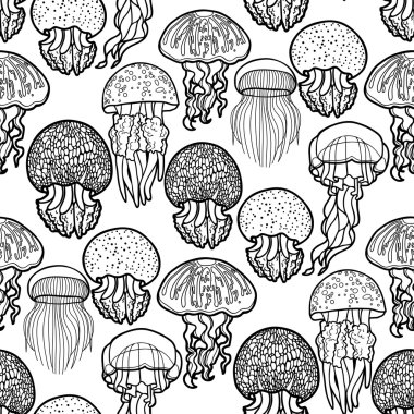 Denizanası desende çizgi sanat stili