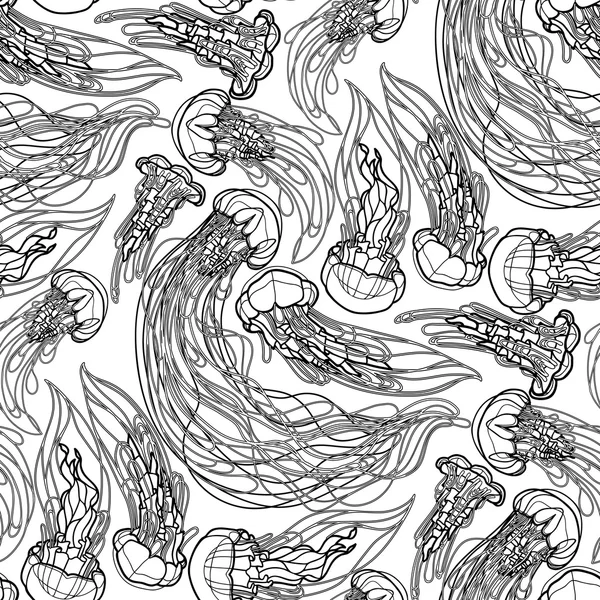 Jellyfish pattern in line art style Royalty Free Stock Illustrations