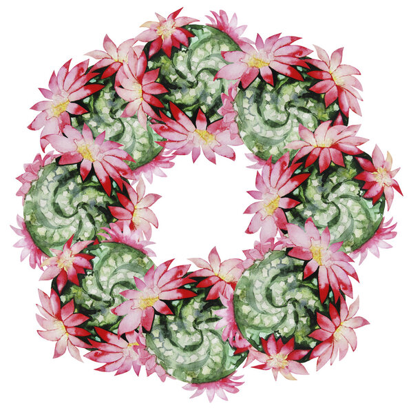 Watercolor cactus wreath