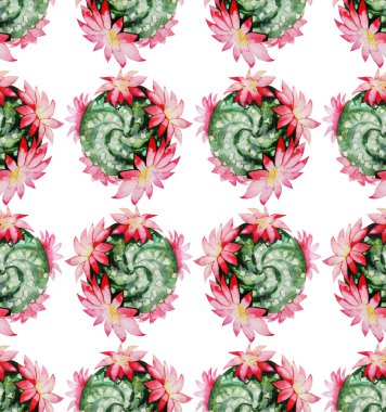 Suluboya kaktüs seamless modeli