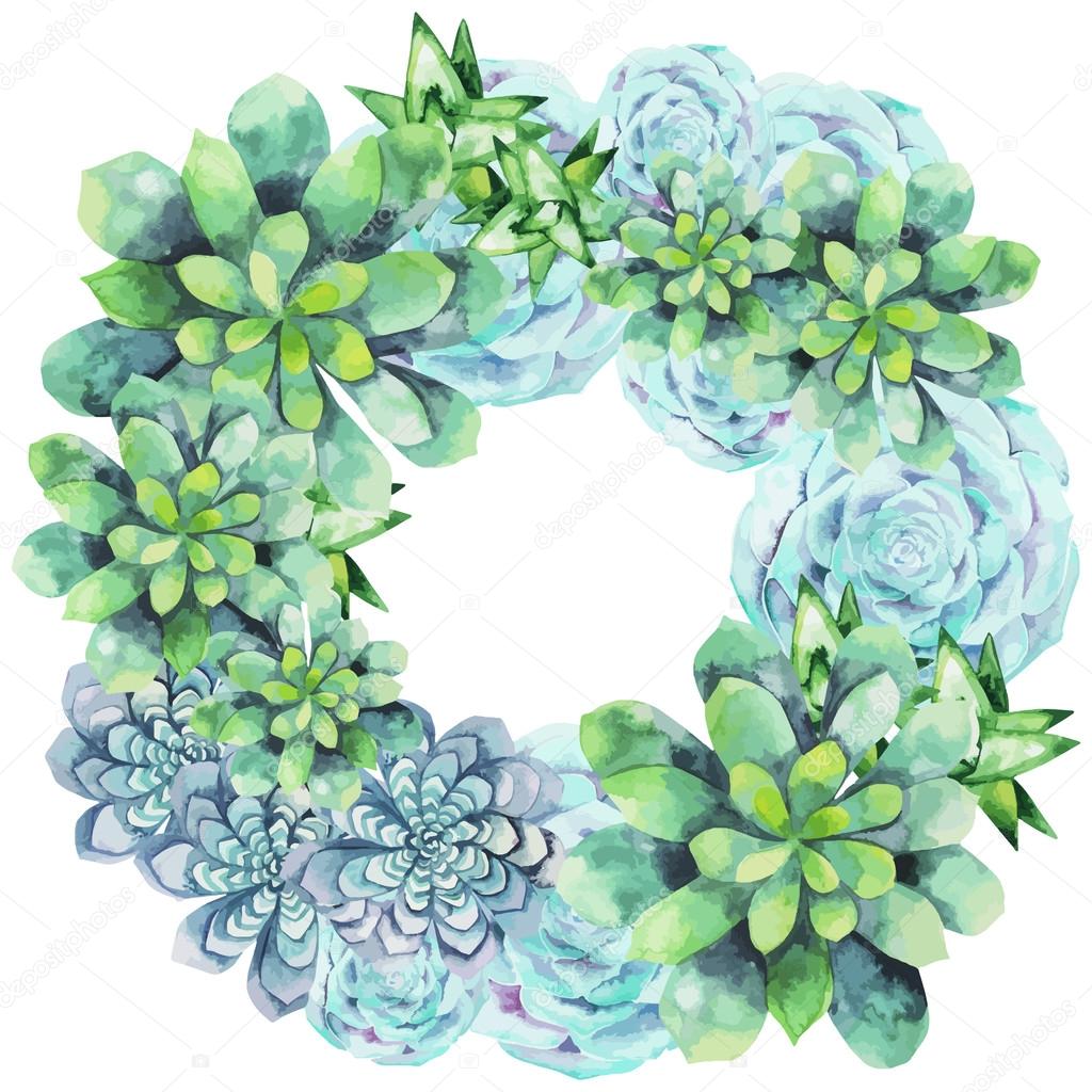 Watercolor succulent wreath