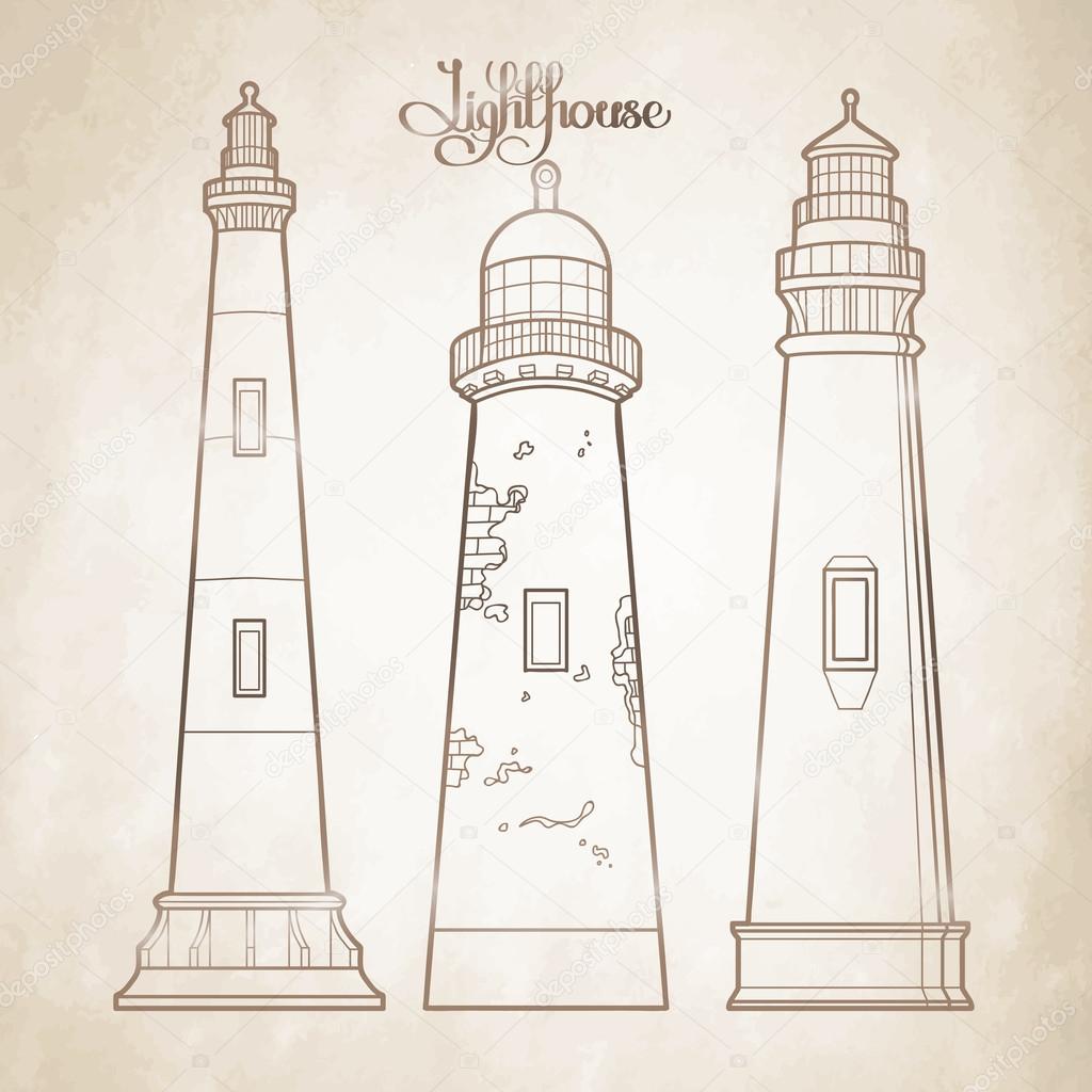 Graphic lighthouses set