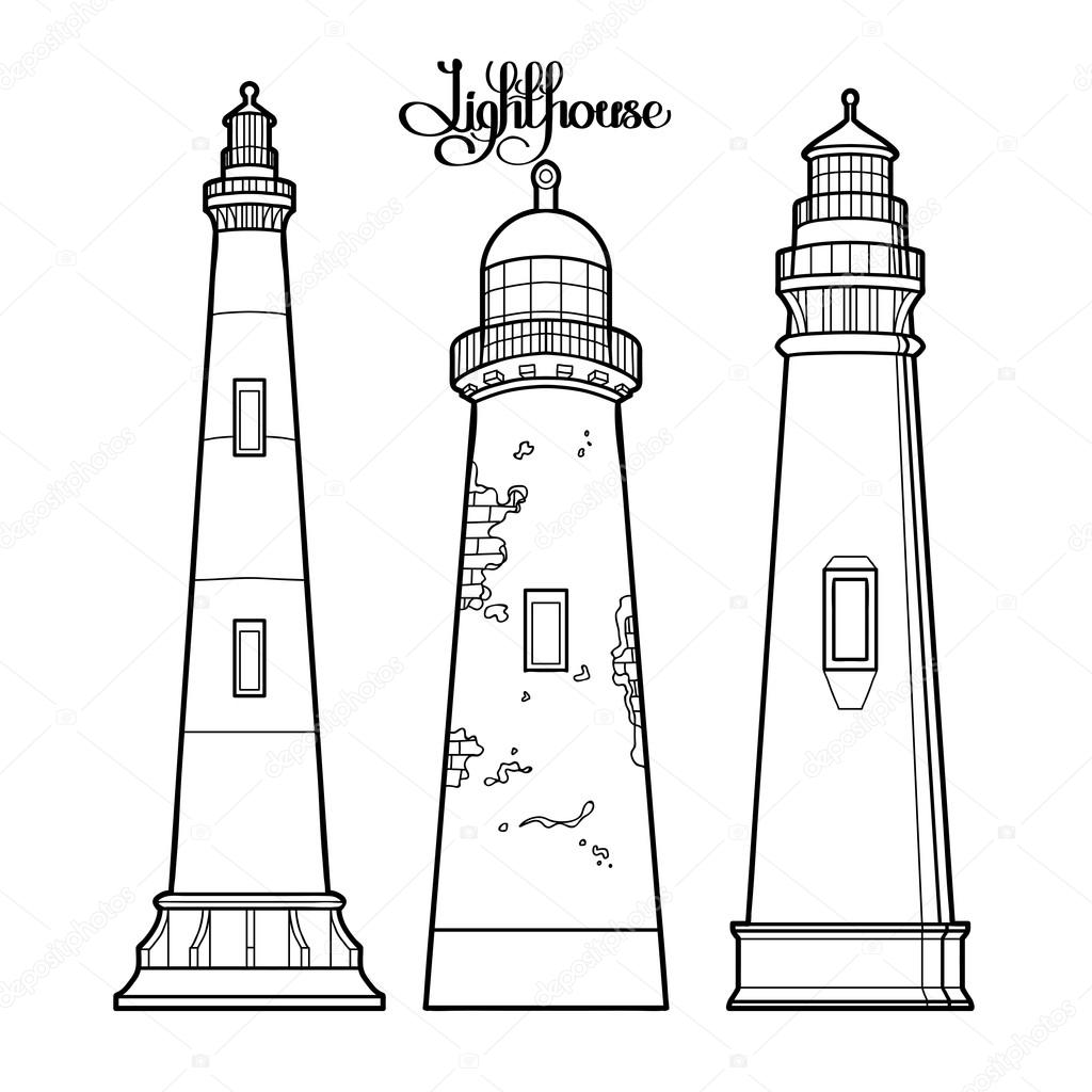 Graphic lighthouses set