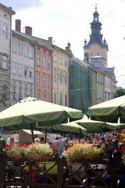 Lviv pazar meydanında Cafe