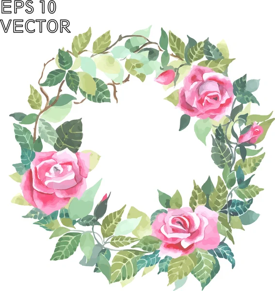 Rosa roja corona acuarela vector — Vector de stock
