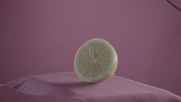 Citron tournant avec boucle sur écran fuchsia pour clé chromatique — Video