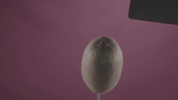Kiwi tournant avec boucle sur écran fuchsia pour clé chromatique — Video