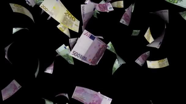 Billetes en euros cayendo — Vídeo de stock