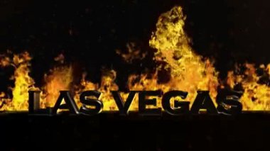 Ateş yanan üzerinde Las Vegas işareti