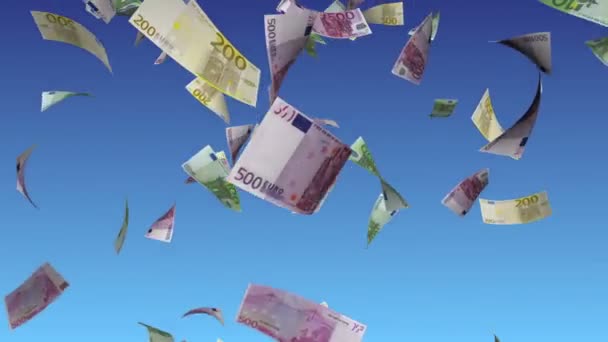 Euro bills falling — Stock Video