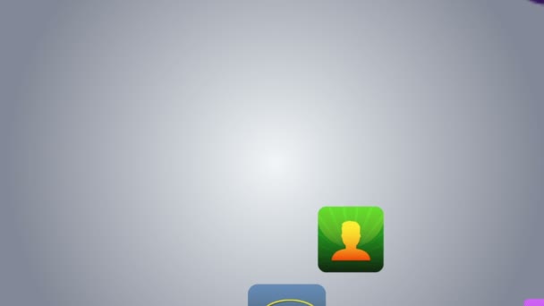 Sociala nätverk ikoner flygande — Stockvideo