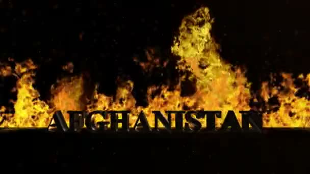 Afghanistans Zeichen in loderndem Feuer — Stockvideo