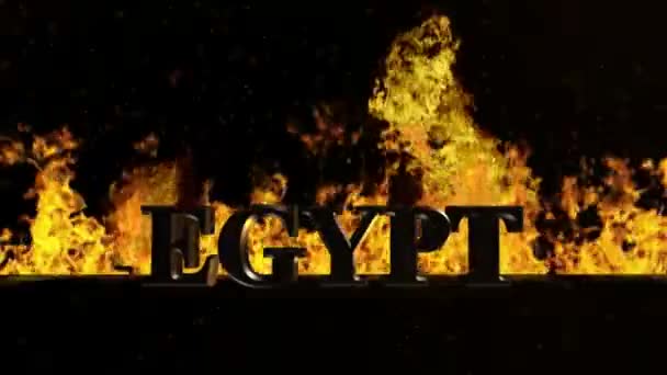 Egypt sign on blazing fire — Stock Video