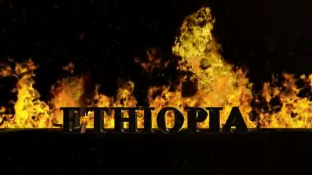 Äthiopien Zeichen auf loderndem Feuer — Stockvideo