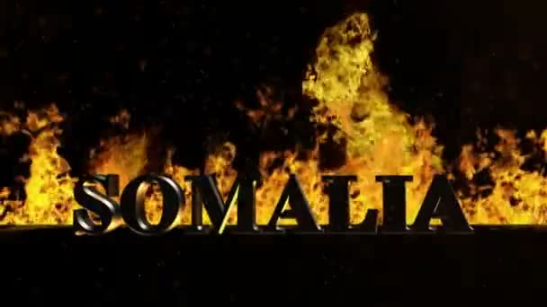Somálsko se znaménkem na hořící oheň — Stock video