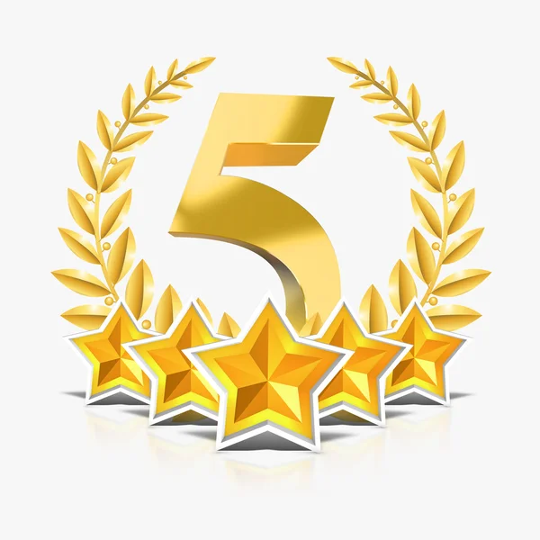 Five stars with laurel gold branches — Stock Photo, Image