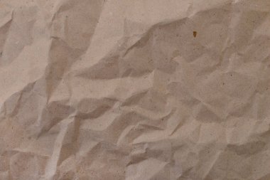 Kabataslak buruşuk kağıt. Doku kağıttan. Kahverengi renk. 